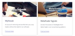 Pepperstone includes access to Myfxbook and MetaTrader Signals