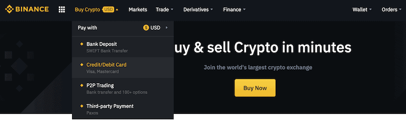 Binance credit debit card