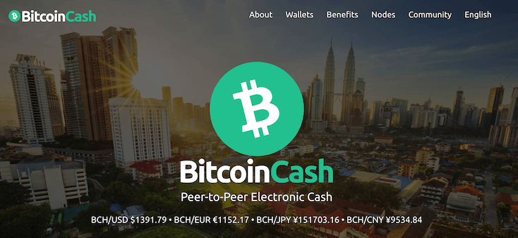 Bitcoin Cash homepage