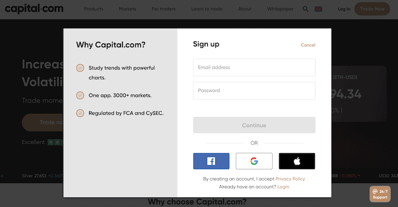 Capital.com sign up