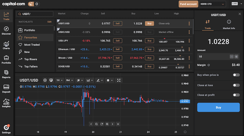 Capital.com buy USDT/USD