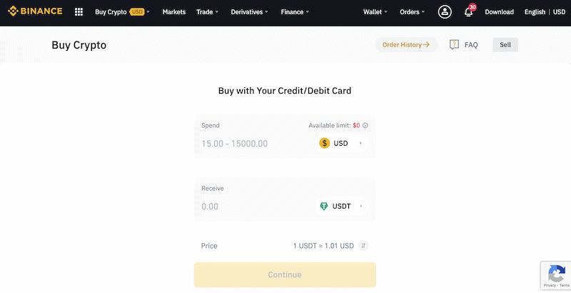 Binance buy tether credit and debit card