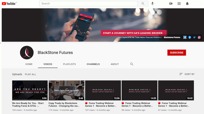 Blackstone Futures YouTube channel